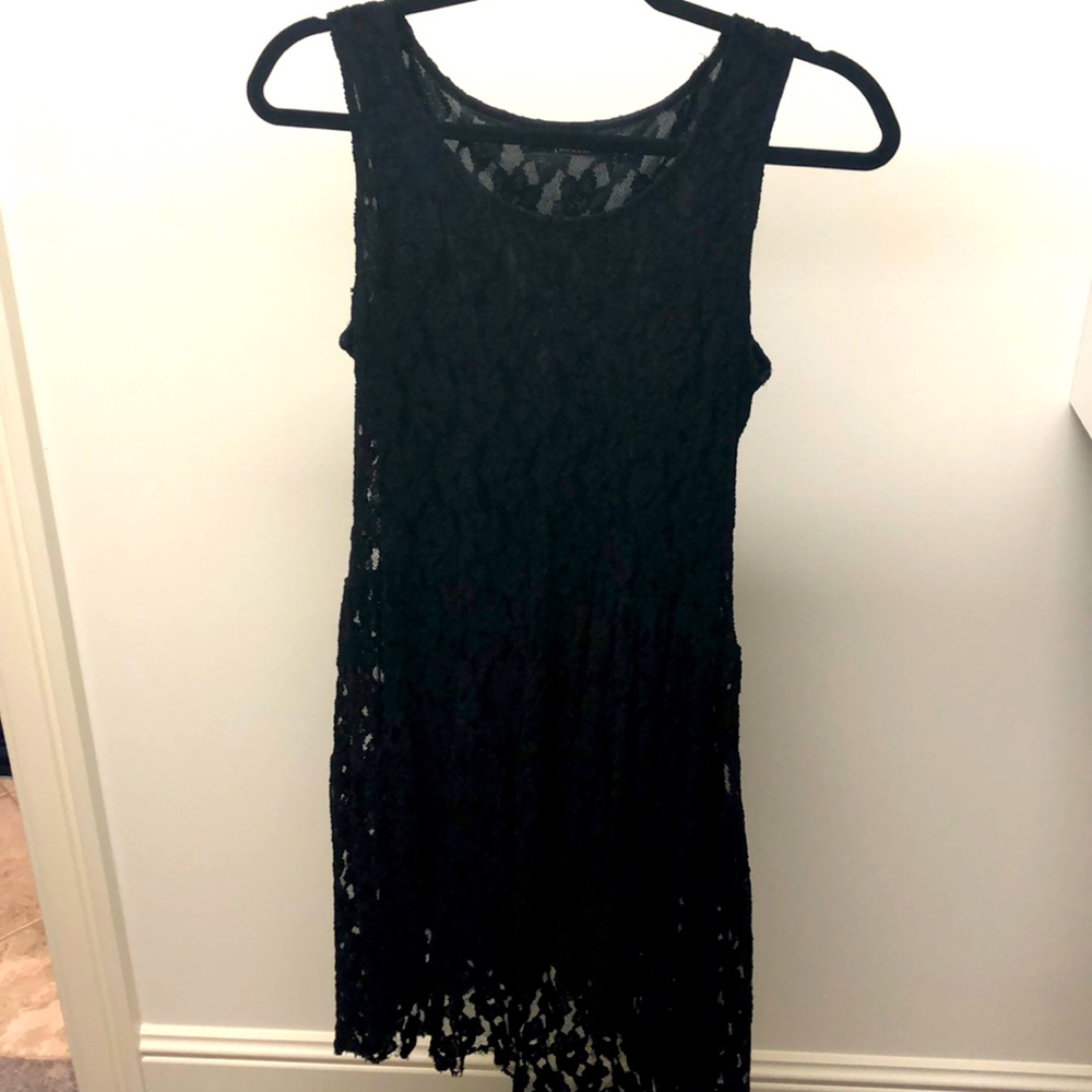Black high low lace dress